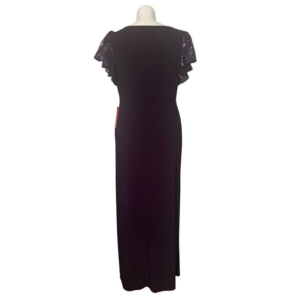 Lauren Ralph Lauren NWT $190 Purple Flutter Sleeve Sequin Accent Gown Size 18 - Picture 5 of 10